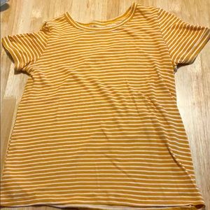An American Eagle yellow and white striped shirt